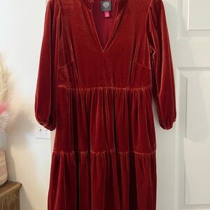 Elegant Red Velvet Dress